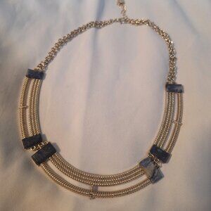 Accesorize Brand Sodalite and Gold Tone Collar Necklace
